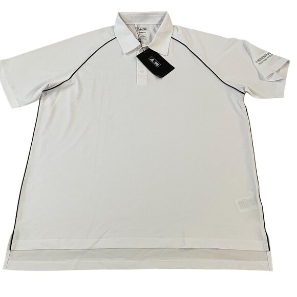 Adidas ClimaLite Golf Polo Shirt XL White Short Sleeve Hereaus Division Logo - Picture 1 of 6